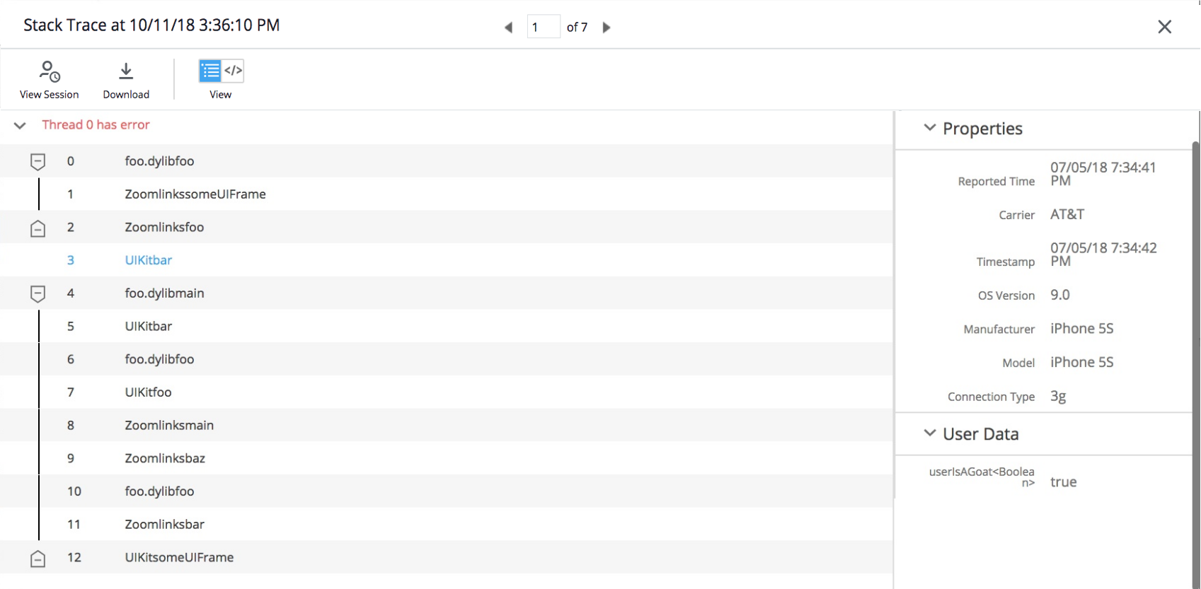 iOS Stack Trace