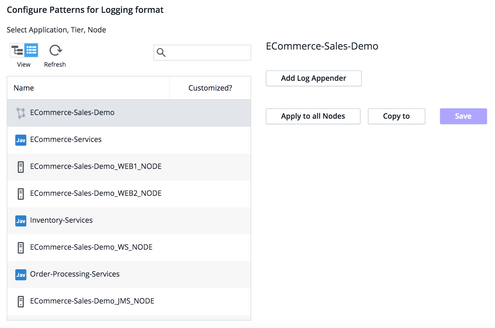 Configure Patterns for Logging format