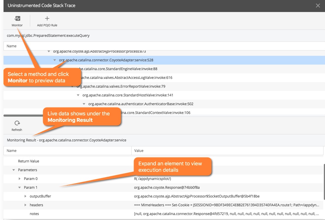 Uninstrumented Code Stack Trace