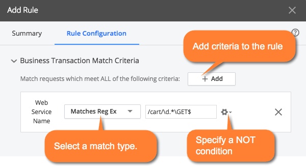 Business Transaction Match Criteria