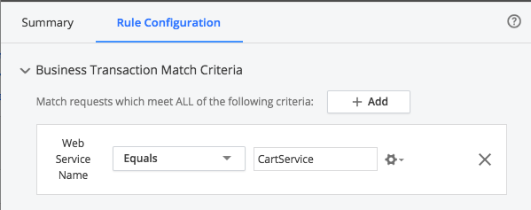 Business Transaction Match Criteria