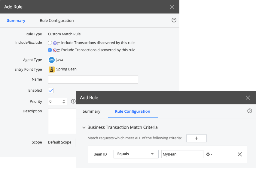 Business Transaction Match Criteria