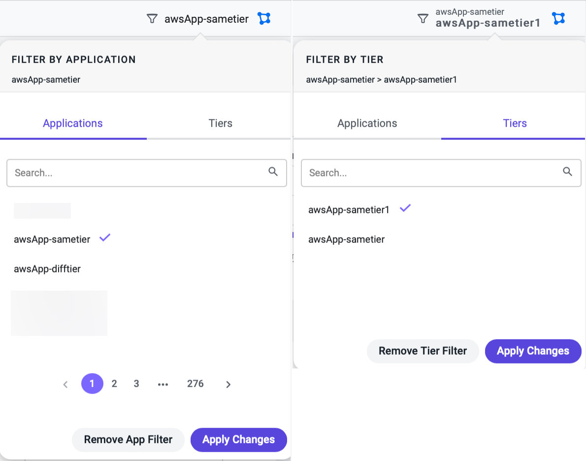 Application/ Tier Filter
