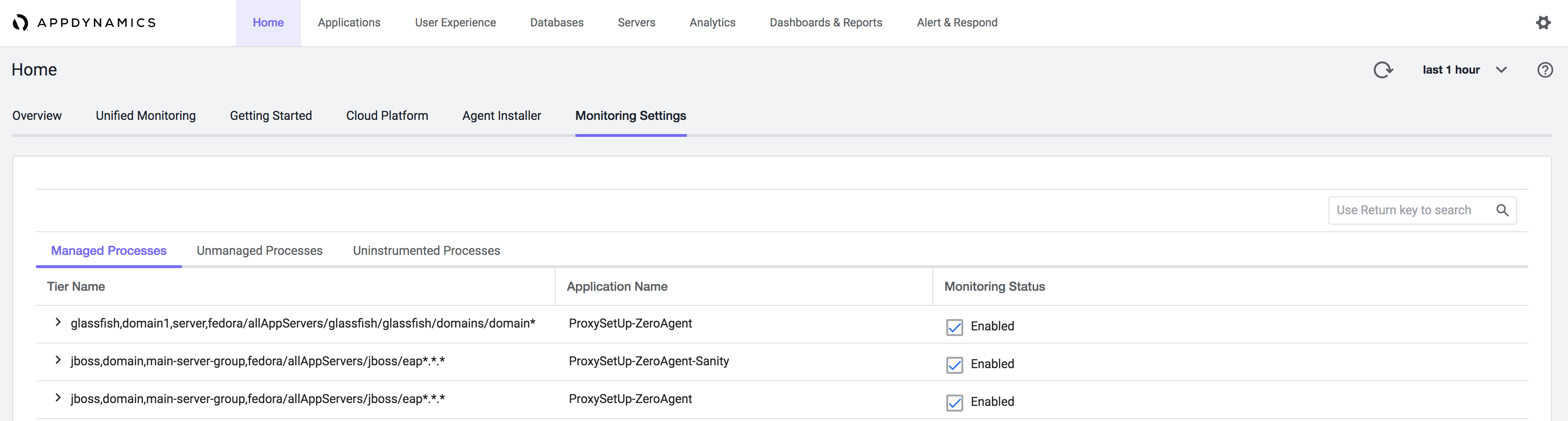 Monitoring Settings