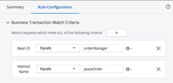 Business Transaction Match Criteria