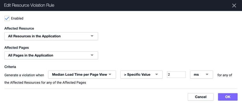 Edit Resource Violation Rule