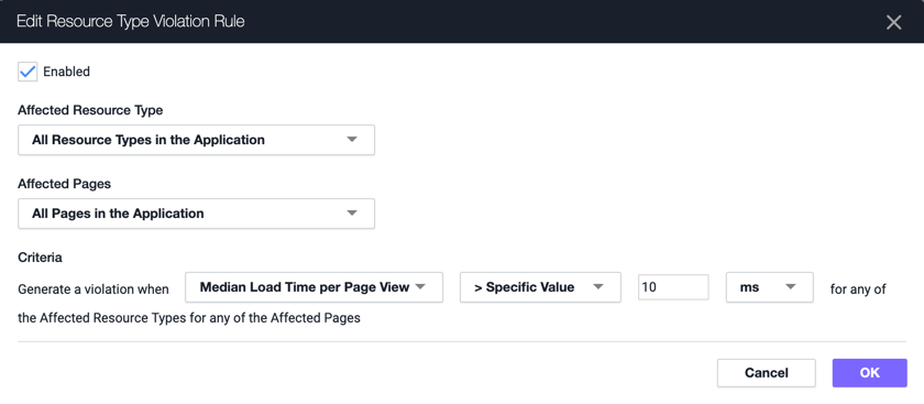Edit Resource Type Violation Rule