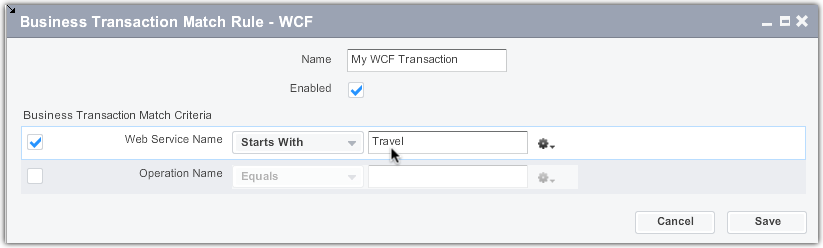 Business Transaction Match Criteria