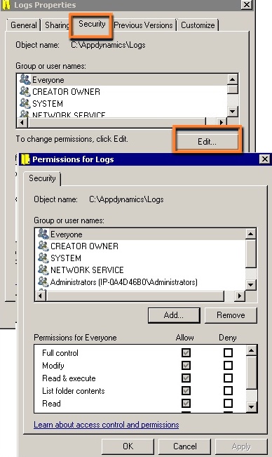 Permissions For Logs