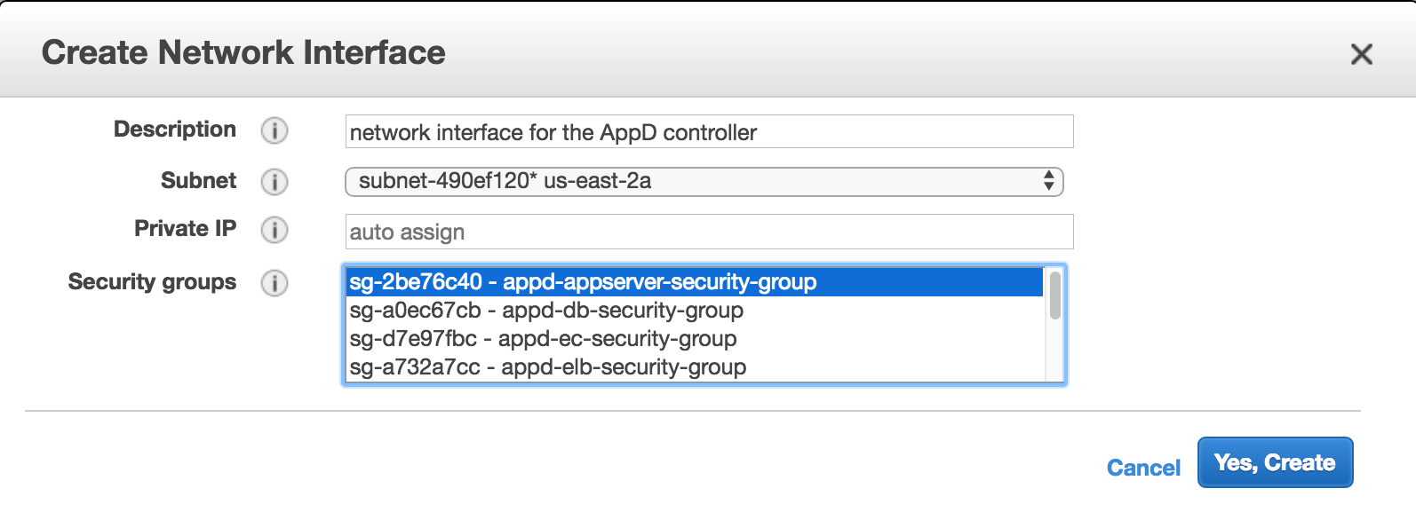 Create network interface