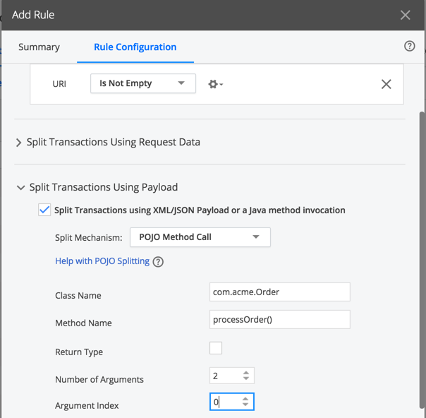 Split Transactions Using Payload