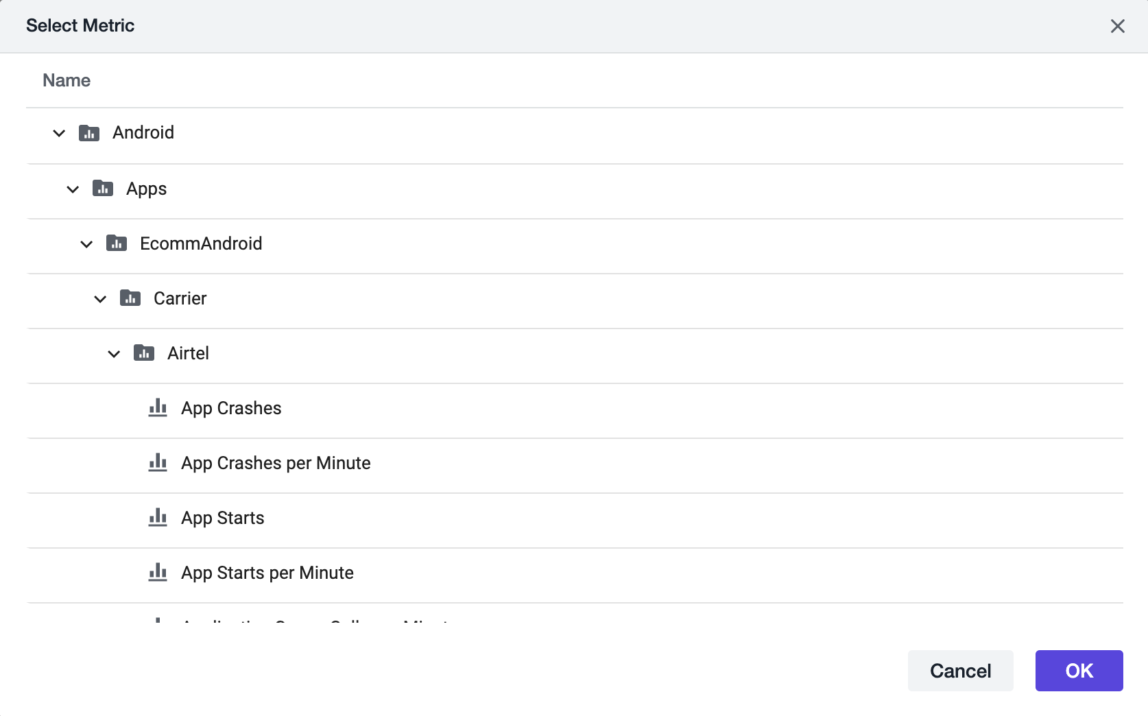 Metric Dropdown