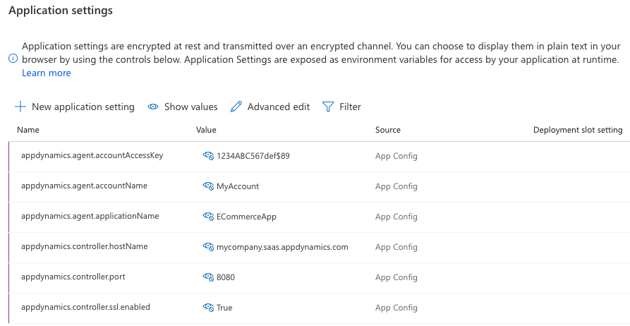 Application Settings (Azure Portal)