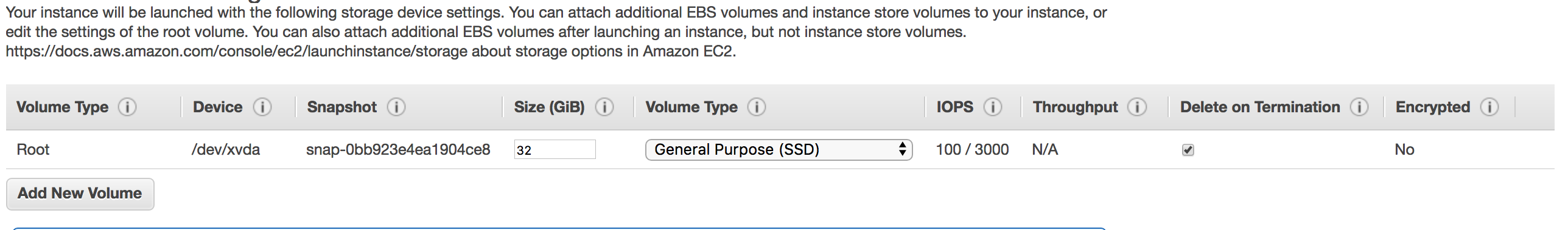 Specify storage configuration