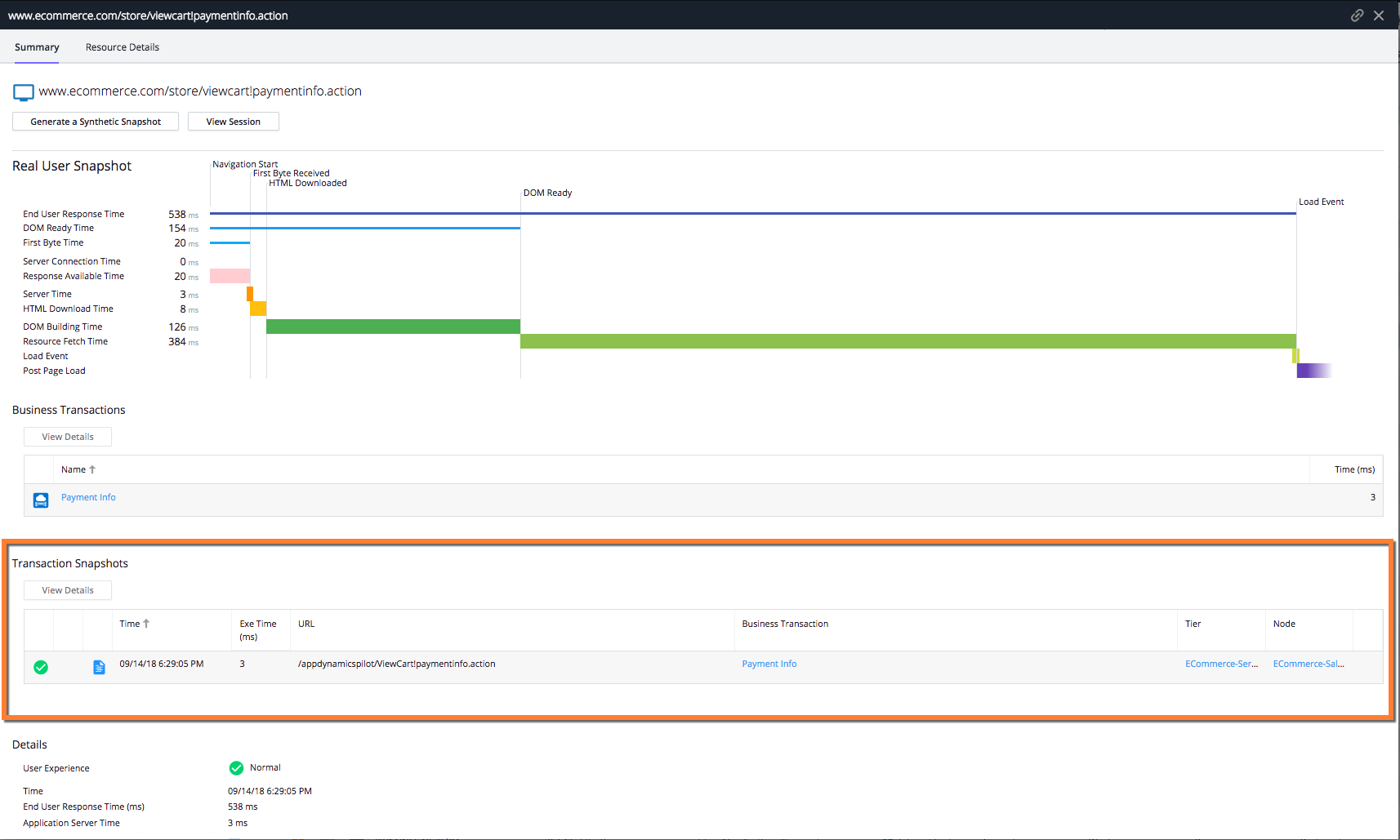 Browser Snapshot Details
