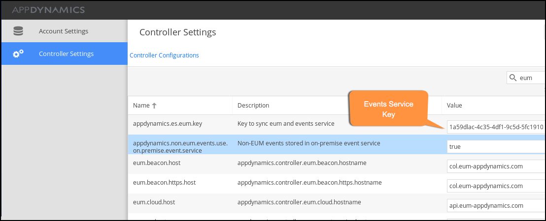 Events Service Key